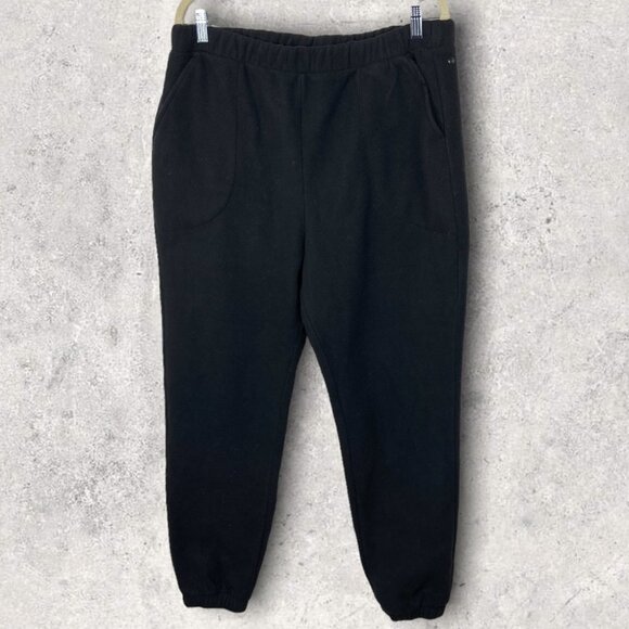Nordstrom Zella Recycled Polar Fleece Black Joggers Large Sweatpants High Rise L - Picture 4 of 9
